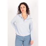 BUSEM Kadın Fermuarlı Sweatshirt, Bebe Mavi, S