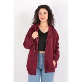 BUSEM Kadın Fermuarlı Sweatshirt, Bordo, M Beden
