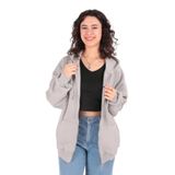 BUSEM Kadın Fermuarlı Sweatshirt, Gri, L Beden