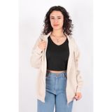BUSEM Kadın Fermuarlı Sweatshirt, Taş, L Beden