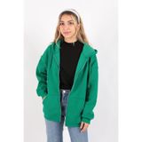 BUSEM Kadın Fermuarlı Uzun Hırka, Oversize Kalıp, Benetton Yeşil, S Beden