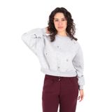BUSEM Kadın Gri Melanj Sweatshirt, Bisiklet Yaka, Oversize, S-M