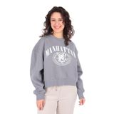 BUSEM Kadın Gri Sweatshirt, Bisiklet Yaka, Uzun Kol, Oversize, L Beden