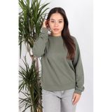 BUSEM Kadın Haki Sweatshirt, Bisiklet Yaka, Uzun Kol, L Beden