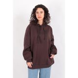 BUSEM Kadın Kapüşonlu Sweatshirt, Acı Kahve, XS-S