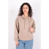 BUSEM Kadın Kapüşonlu Sweatshirt, Vizon, S Beden
