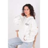 BUSEM Kadın Kapüşonlu, Uzun Kol, Baskılı Sweatshirt, Ekru, S-M