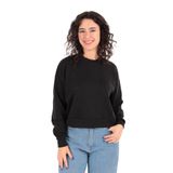 BUSEM Kadın Siyah Sweatshirt, Bisiklet Yaka, Uzun Kol, L Beden