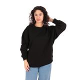 BUSEM Kadın Siyah Sweatshirt, Bisiklet Yaka, Uzun Kol, M Beden