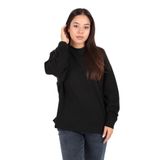 BUSEM Kadın Siyah Sweatshirt, Bisiklet Yaka, Uzun Kol, Oversize, S-M