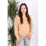 BUSEM Kadın Sweatshirt, Bisiklet Yaka, Uzun Kol, Oversize, Camel, L