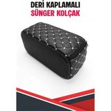 Bushora Audi A1 Ile Uyumlu Sünger Kolçak Siyah Deri Beyaz Dikişli