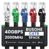 BUSOHE Intelart Cat 7 Ethernet Kablosu 1 FT 5 Paket Çok Renkli - Intelart 1FT Renk Kodlu Düz RJ45 Cat7 Ethernet Yama Kablosu - 1 Ayaklı Cat 6 İnternet Lan Ağ Kablosu Kablosu ile Uyumlu - 1 Ayaklı 5'li Paket
