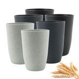 BUSOKIP Buğday Hasır Bardak 6 Adet 463 ml Plastik Bardak, Kırılmaz İçme Bardakları, Mutfak için Su Bardak Seti, Plastik Bardaklara Alternatif Yeniden Kullanılabilir Bulaşık Makinesinde Yıkanabilir