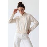 Büşra Ayhan Vintage Dantel Işlemeli Gömlek M - Bej