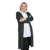 Büşra Triko Önü Açık Yırtmaç Detaylı Uzun Hırka, L, 8039920217259, YEŞİL, Kadın