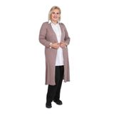 Büşra Triko Önü Açık Yırtmaç Detaylı Uzun Hırka, XL, 8039920217259, VİZON, Kadın XL