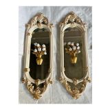 busraconcept Aynalı tablo 2li krem-gold 70cm ,vintage tarzı uzun şık tablo ayna