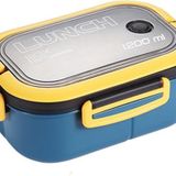 Busstier 1200 ml 2 Katlı 6 Bölmeli BPA'sız PP Plastik Sefer Tası ve Beslenme Çantası - Hava Kilitli Bento Lunch Box, Çatal ve Kaşık Dahil (Mavi)