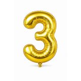 Busstier 34 İnç Rakam Folyo Balon, Gold, Doğum Günü, Yıl Dönümü ve Özel Gün Parti Süsü, 1 Adet, 3