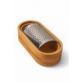 Busstier Ahşap Bambu Hazneli, Yatay Oval Metal Bombeli, Çok Amaçlı İnce Rende, 7 x 15,5 cm, Peynir, Sarımsak, Sebze, Çikolata, Dayanıklı, Pratik Temizlenebilir, Ergonomik Mutfak Rende
