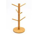 Busstier Ahşap Bambu Kupa Bardak Askısı 6'lı Stand Doğal Mutfak Tezgahı İçin Kupa Standı Bardak Tutucu Modern Dekoratif Dayanıklı Kolay Kurulumlu Organizer (Yuvarlak)