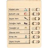 Busstier Ahşap Günlük Rutin ve Sorumluluk Panosu Çocuklar Için Eğitici Görev Takip Tablosu - Çok Renkli