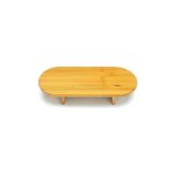 Busstier Ayaklı Oval Bambu Sunumluk Doğal Servis Tabağı Şık Sunum Tepsisi Kahvaltı Peynir Meze Pasta Kek Sunum Standı Mutfak Masaüstü Organizer (40X17)