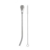 Busstier Süzgeç Uçlu Metal Pipet Seti, Filtreli Kaşık Pipet, Temizleme Fırçası Dahil, Kokteyl Sunum Bitki Çayı ve Yerba Mate (Bombilla) için Tekrar Kullanılabilir Şık Tasarım