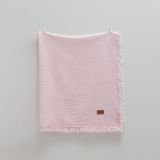 BussyMusy Pembe Saçaklı Müslin Bebek Battaniyesi - 120 x 120 cm