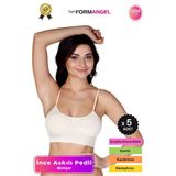#Büstiyer Dikişsiz Seamless Kadın Esnek Yumuşak Kumaş İp İnce Askılı Pedli Spor Büstiyer - 5 Adet