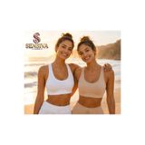 Büstiyer Fitilli Bralet Esnek Spor Sütyen - Günlük Spor Crop 2'li Paket Beyaz - Ten Beyaz - Ten 95