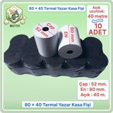 Butek 80X40; 10 Adet Rulo; Termal Yazar Kasa Pos Rulosu, Yazar Kasa Fişi - 80mmX40m
