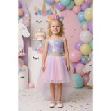 Buti Kız Çocuk Unicorn Temalı Payetli Crop Kuyruklu Tütü Etek İkili Takım 3-7 Yaş
