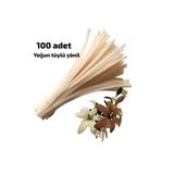 Butik 100 Adet Krem Şönil, Çiçek Yapımına Uygun Tüylü Tel, 30 Cm 6mm