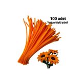 Butik 100 Adet Turuncu Şönil, Çiçek Yapımına Uygun Tüylü Tel, 30 Cm 6 Mm