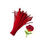 Butik 25 Adet Kırmızı Şönil, Çiçek Yapımına Uygun Tüylü Tel, 30 Cm 6 Mm