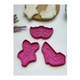 Butik 3d Baskı 3'lü Elbise Şekilli Kurabiye Kalıbı
