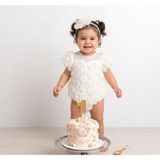 Butik 3D Gül Detaylı Kız Bebek Salopet Elbise Özel Gün Fotoraf Çekimi Doğumgünü - Düğün - 6 - 9 Ay - Beyaz