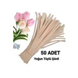Butik 50 Adet Krem Şönil, Çiçek Yapımına Uygun Tüylü Tel, 30 Cm 6 mm