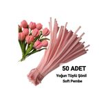 Butik 50 Adet Soft Pembe Şönil, Çiçek Yapımına Uygun Tüylü Tel, 30 Cm 6mm