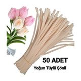 Butik 50 Krem Şönil Tüylü Tel 30 cm 6 mm El Yapımı Çiçek Tasarımları İçin Uygun