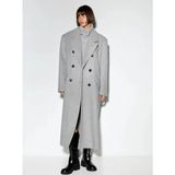 Butik Allbucks Bershka, Geniş Omuz Oversize Maskülen Maksi Kaşe Kaban ABBRS0039 - XS - S - 07G-Gri