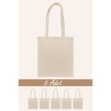 Butik Baskısız Ham Bez Çanta %100 Pamuk Örme Kulp | 35x40 Cm | 140 Gr/m² | Doğal Renk Punch Çanta | 5 Adet