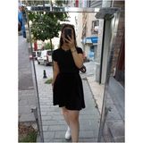Butik Beli Lastikli Astarsız Diz Boyu Kadife Kloş Etek - Siyah - 34