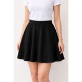 Butik Beli Lastikli Astarsız Kadife Kloş Etek Ürün boy 50 santim - Siyah - 38