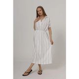 Butik Beli Lastikli Elbise - Beyaz