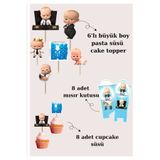 Butik boss baby konsept doğumgünü parti seti-pasta süsü, cupcake süsü mısır kutusu popcorn