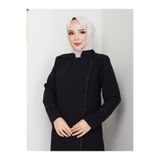 Butik Boydan Taşlı Safir Ferace (Siyah)