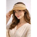 Butik Camel Güneş Koruyucu İthal Şeritli Hasır Vizör Şapka Tesettüre Uygun Taç Model Yazlık Şapka